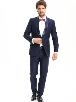 

suit slim fit men business groom suits dark blue custom made suit dinner man tuxedo 2020
