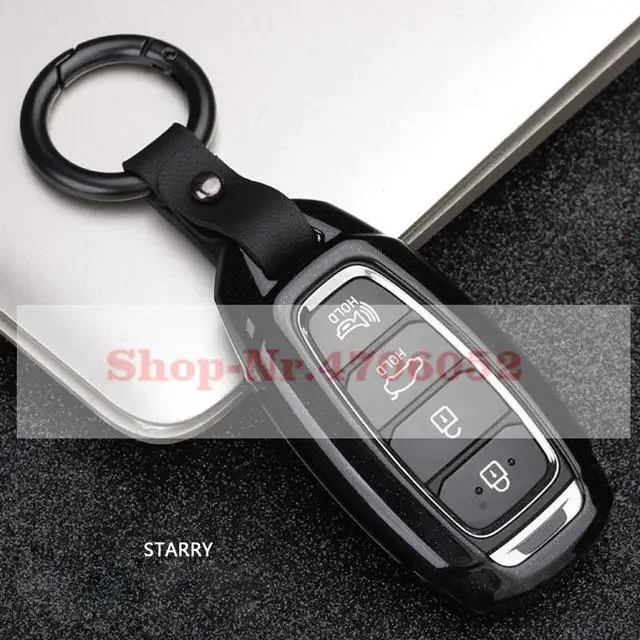 Чехол для ключей автомобиля из углеродного волокна для hyundai i30 Ix35 KONA Encino Solaris Azera Grandeur Ig Accent Santa Fe Palisade - Название цвета: F