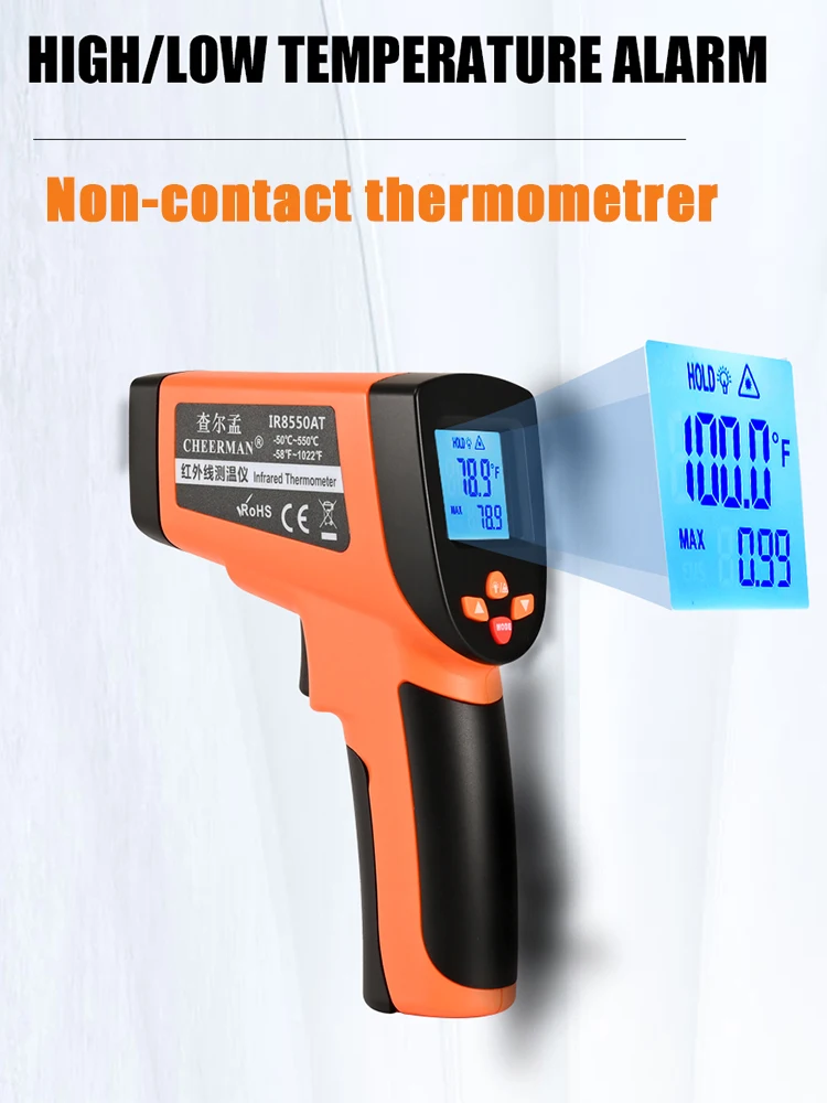 Thermomètre Infrarouge Sans Contact -50°C à 600°C - Instantané, Précis, Pour Cuisine, Auto, Bricolage Et Industrie