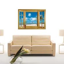 Brigade Kang JM8012 пляжный вид на окна, спальня, гостиная, Library TV декоративные наклейки съемные наклейки