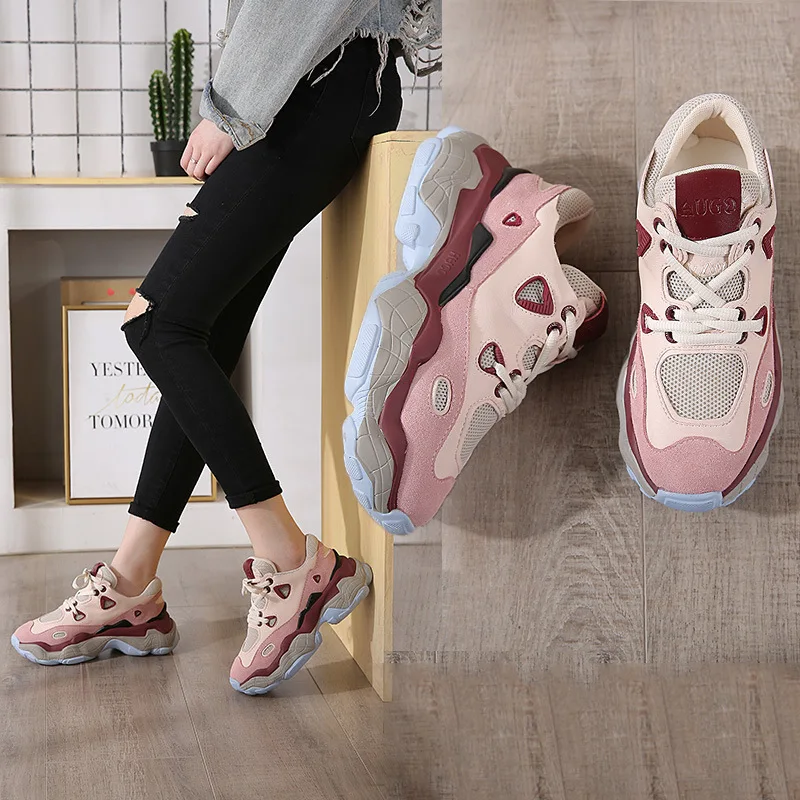

2019 Spring And Autumn New Style Coconut 800 Athletic Shoes Women's Tennis Red Ulzzang Versatile Mesh Casual INS Dad Shoes