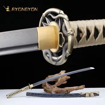 

Handmade Katana Real Sword Sharp Genuine Japanese Samurai Sword Japan Ninja Sword Damascus Folded Steel Full Tang Blade 724