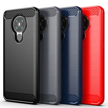 Перейти на Алиэкспресс и купить Чехол для Nokia 5,3, чехол для Nokia 5,3, мягкий бампер из ТПУ, чехол для телефона из углеродного волокна для Nokia 2,1 2,2 2,3 3,2 4,5 6,2 7,2 5,3, Fundas
