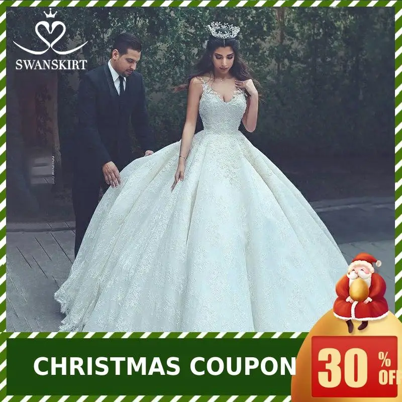 Роскошное бальное платье Swanskirt, свадебное платье, украшенное бусинами и аппликацией, со шлейфом, на шнуровке, свадебное платье принцессы, Robe de mariee XZ01