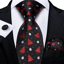 Christmas Party Ties For Men 8cm Wide Black 100% Silk Neck Tie Set Men Accessories Gift Set DiBanGu