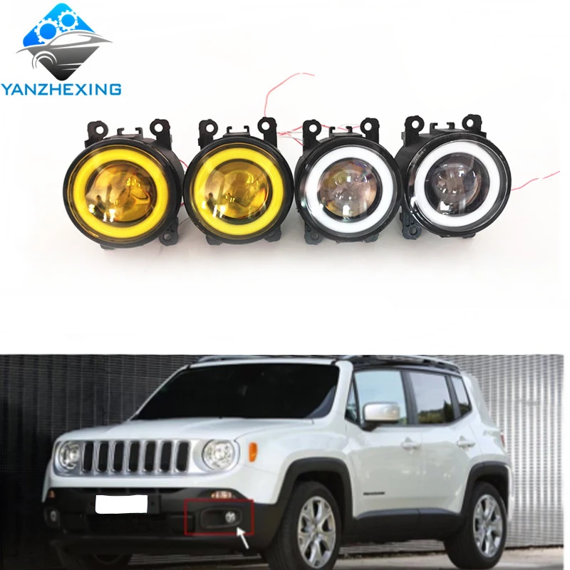 

2pcs Hight Quality NEW Angel Eyes Car styling front bumper LED fog Lights with len For Jeep Renegade BU 2015 2016 2017