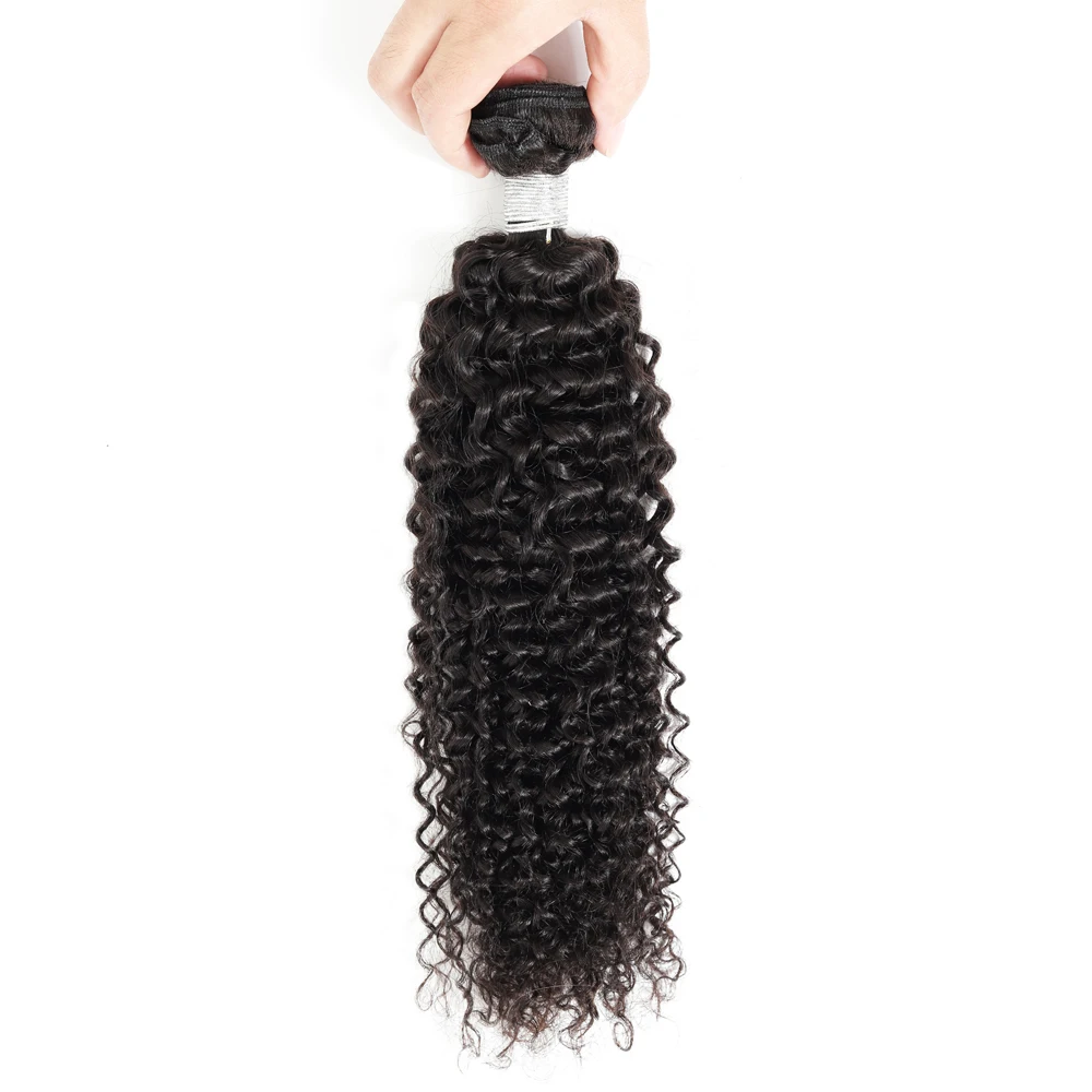 Афро кудрявый пучки вьющихся волос 100% человеческих волос Связки цельнокроеное платье натуральный Цвет Реми бразильские пучки волос