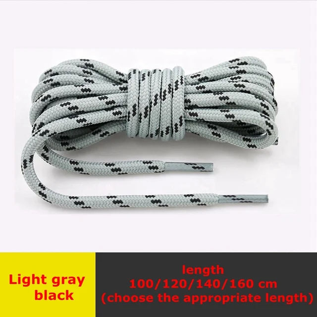 1 Pair High Density Weaving Shoe Laces Round Fine Texture Shoelaces Outdoor Leisure Sneakers Boot Shoelace 100/120/140/160CM Light gray black