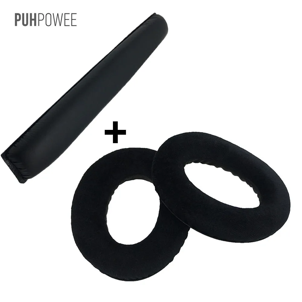 PUHPOWEE Сменные подушечки для наушников Sennheiser PC350 HD380, наволочка для подушек, гарнитура - Цвет: 1 Set of Black