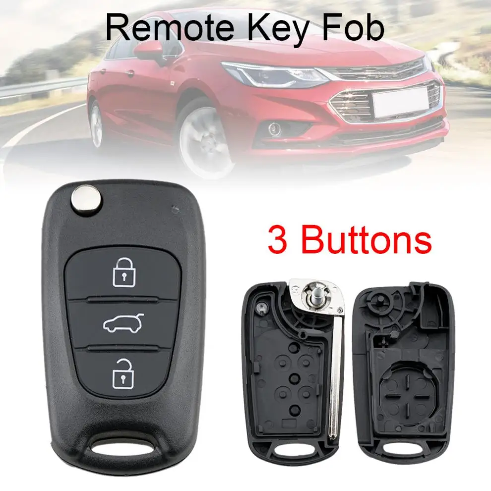 Black Uncut Blade 3 Buttons Fliping Remote Car Key Shell No Chip Keyless Entry Transmitter Case Replacement for Kia Car Keys new touch screen lcd car keys support comfortable entry