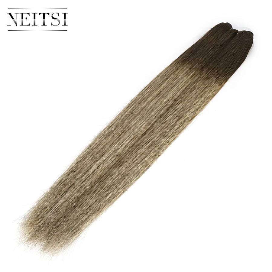 Neitsi прямые сложенные пополам волосы Remy человеческие волосы плетение для наращивания Balayage 2" 50 см 100 г/шт. Омбре прядь натуральных волос пучки