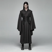 Панк рейв для мужчин Темный панк Han Ele мужчин ts пальто в темную полоску тканые Имитация замши из искусственной кожи пряжки свободный регулируемый пояс куртка