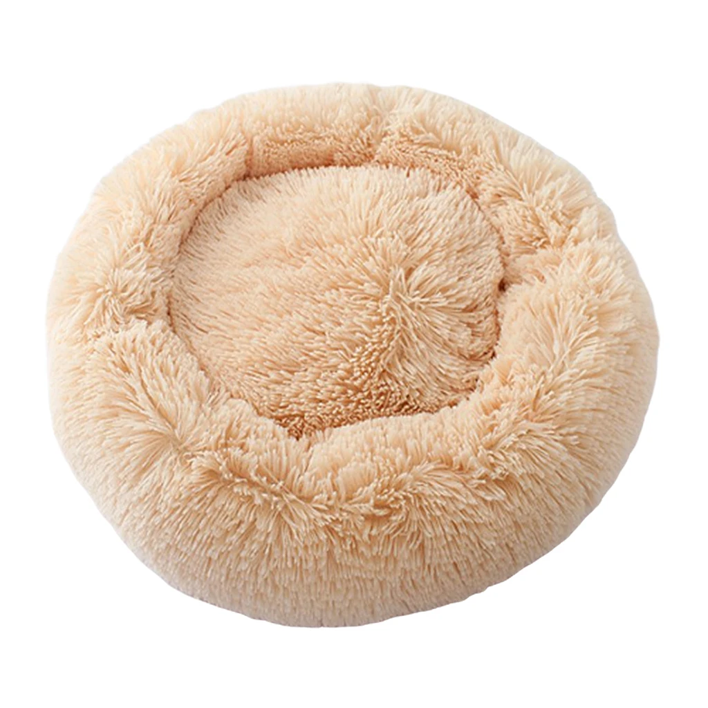 Round Donut Cat and Dog Cushion Bed Self Warming Indoor Round Pillow Cuddler