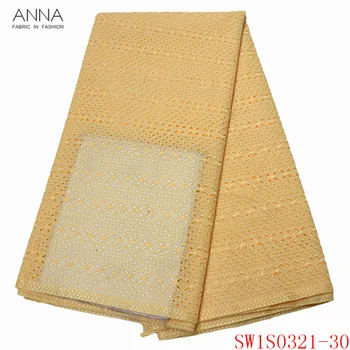 

Anna yellow swiss voile lace fabric 2020 high quality embroidery with stones african dry laces 100% cotton fabrics for sewing