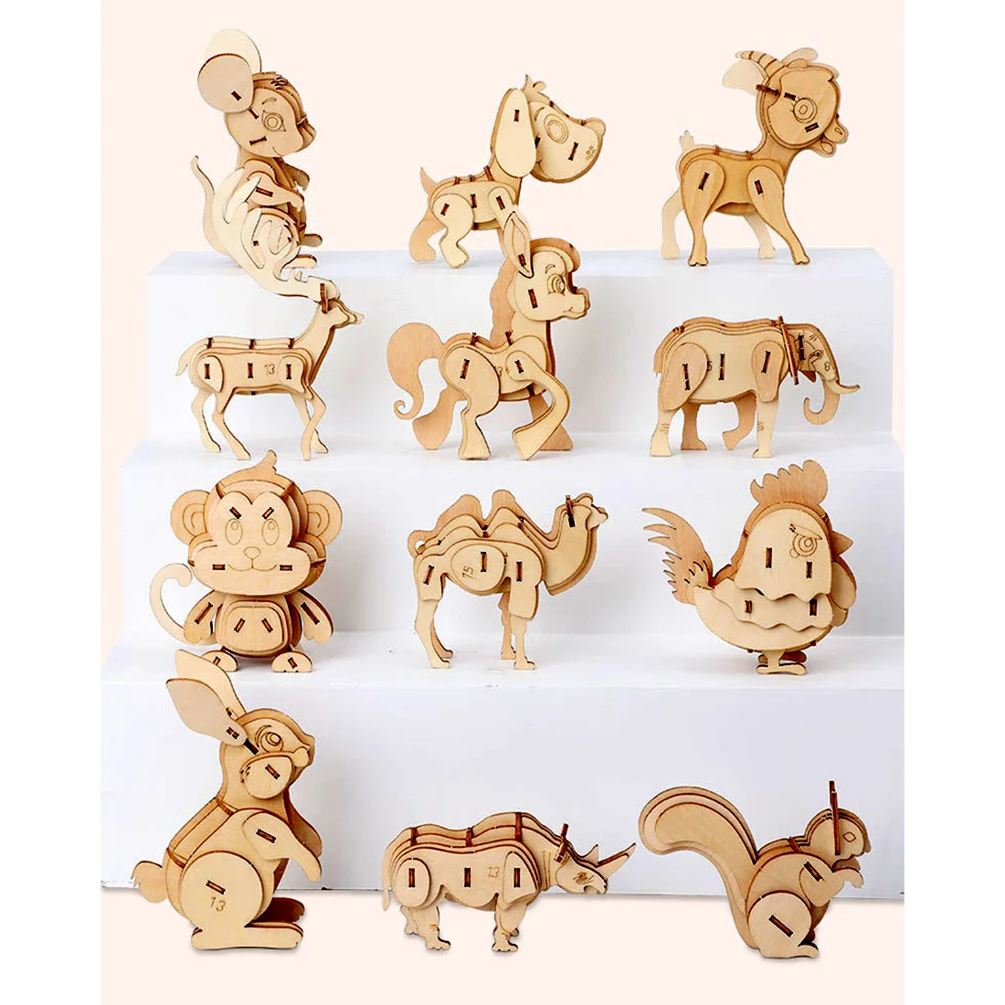 

12Pcs Wooden Mini DIY Animal Puzzle Model Set Assembly Jigsaw Toy