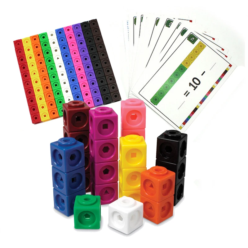 Children Math Cubes Montessori Toys Geometric Counting Link Cubes Snap Blocks Stacking Games Fine Motor Training Sensory Toys 3