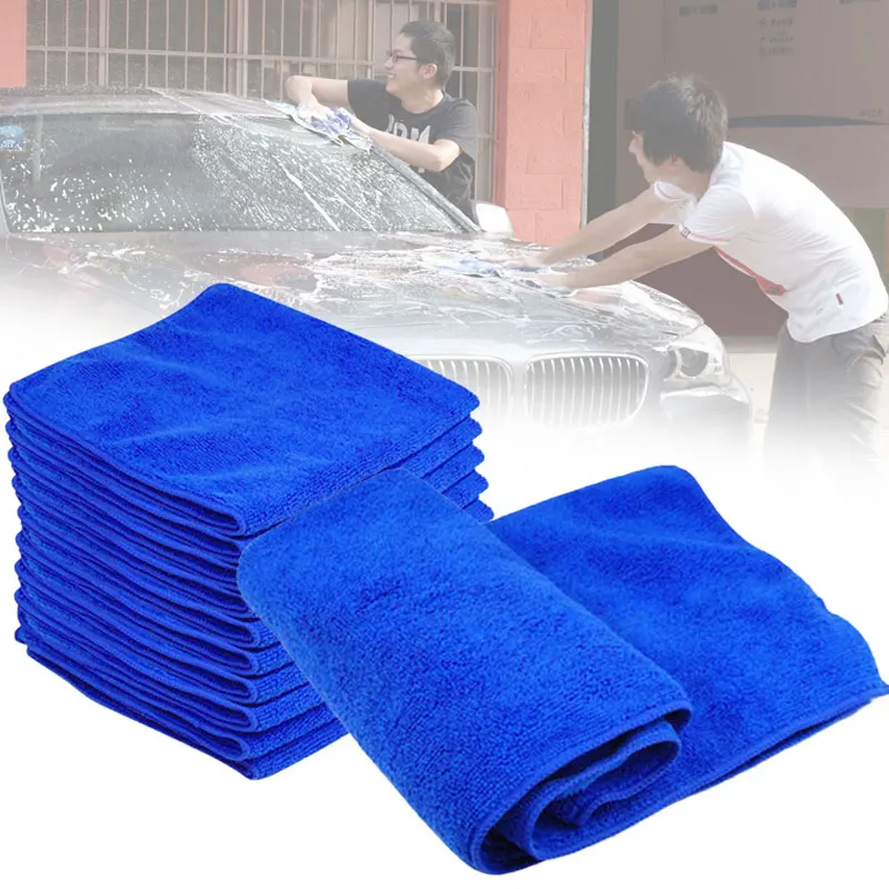 10PCS Microfiber Auto Car Detailing Soft Cloths Wash Towel Duster Blue