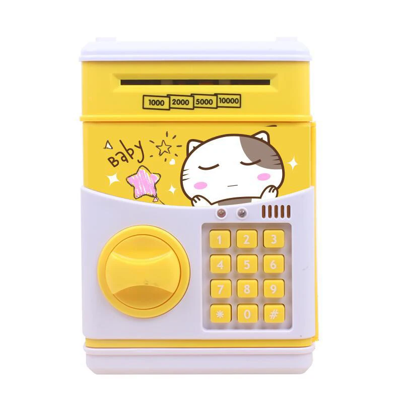Сберегательная коробка с мультяшным рисунком, безопасный банкомат, музыкальный банкомат, электронный банкомат, бумажный Банкомат для котов, денег, монет