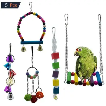 

Parrot Bite Toys Toy Bird A Parrot Toy Swing Bell String Vine Bal Bite String 5pcs/Set