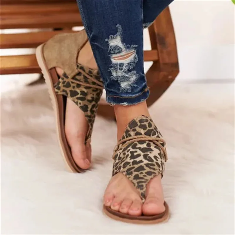 

Leopard Sandals Women's 2020 Summer Flat Shoes Plus Size Fashion Female Sandals Print New Shoes Woman Summer Shoes Sandals