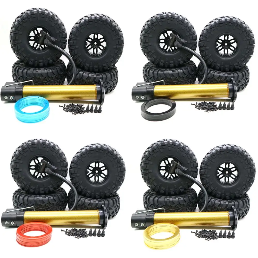 4 шт. пневматические Beadlock колеса диски и насос для шин насос для 1/10 HSP RC4WD D90 осевой SCX10 RC Рок Гусеничный грузовик