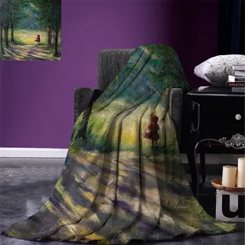 

Kids Throw Blanket Watercolor Ancient Traditional Story Girl with Red Dress Brush Strokes Warm Blanket for Bed Couch