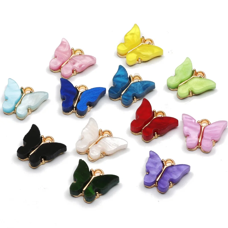 10pcs 14x16mm Colorful Resin Animal Butterfly Charms for Jewelry