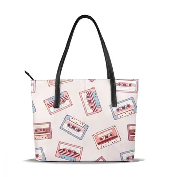 

NOISYDESIGNS High Quality Retro Cassette Print Women Luxury Tote Bags Large Female Shoulder Colorful Bag Lady Beach Handbag