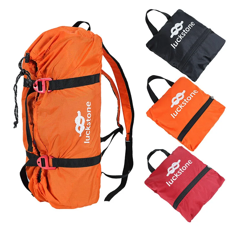 Baratos Bolsas de cuerda de escalada correa para hombro cuerdas bolsa de almacenamiento al aire libre Camping Rock montañismo plegable portátil ajustable impermeable