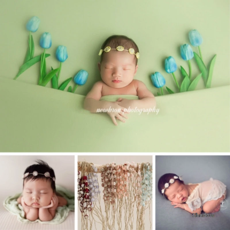 Baby Headband Mini Flower Photo Hairband Newborn Photography Props Handmade Petal Headwear Infantil Photo Shoot Accessories