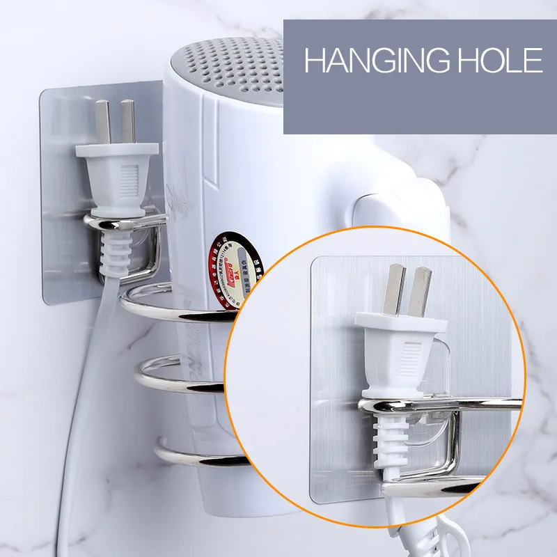 Bathroom Stainless Steel Hair Dryer Rack Free Perforated Waterproof Storage Multifunctional Toilet | Дом и сад