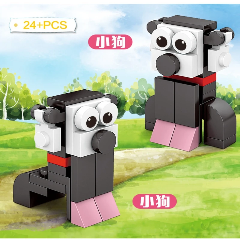 

24PCS Legoing Friends Series Dog Parts Blocks DIY Figures Models Particles Animals Bricks Pet Accessories Parts Legoings Friends