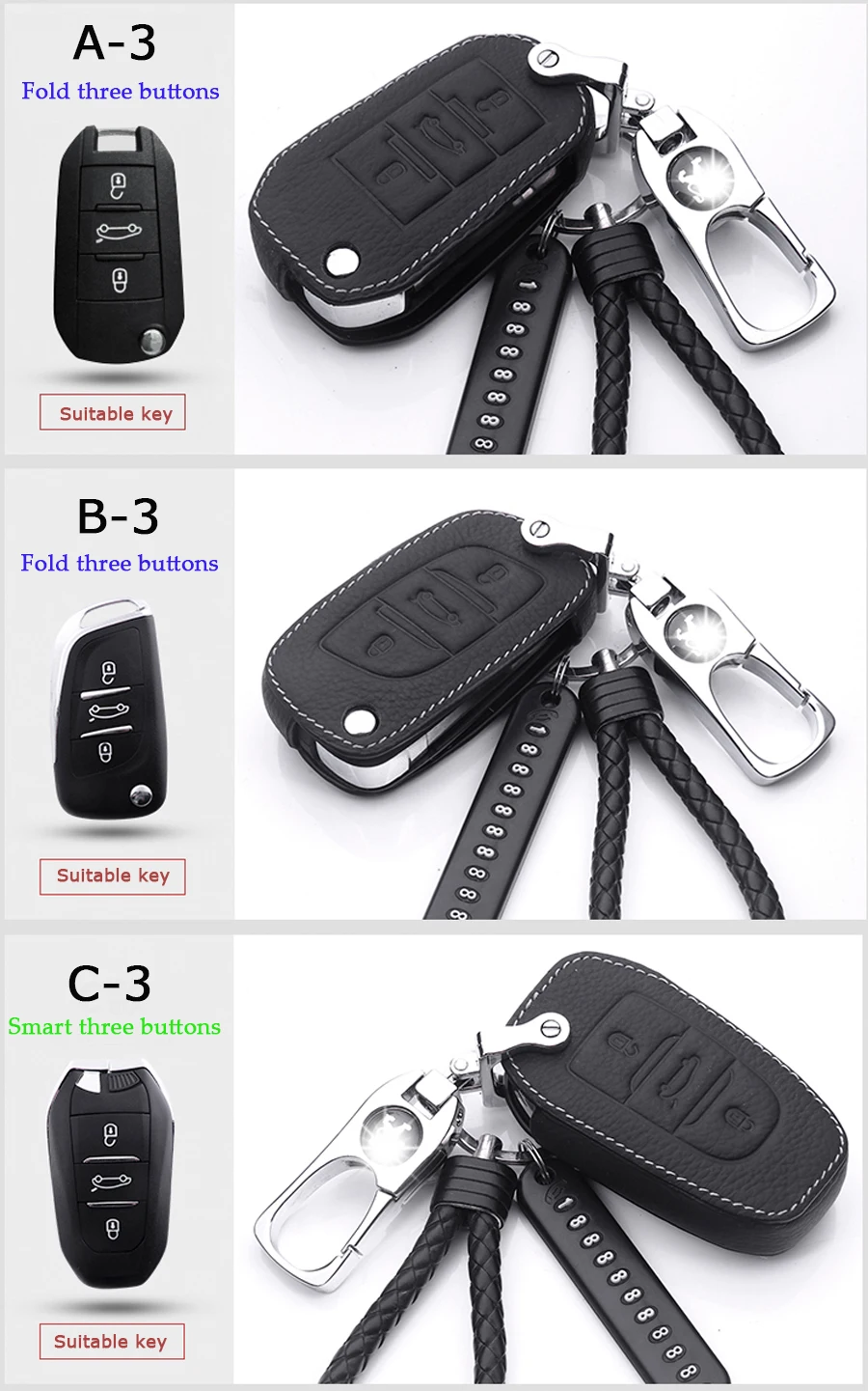 Чехол для автомобильных ключей для peugeot 308 3008 301 2008 508 4008 5008 408 Брелоки металлические брелоки титановый сплав кожаный чехол для ключей
