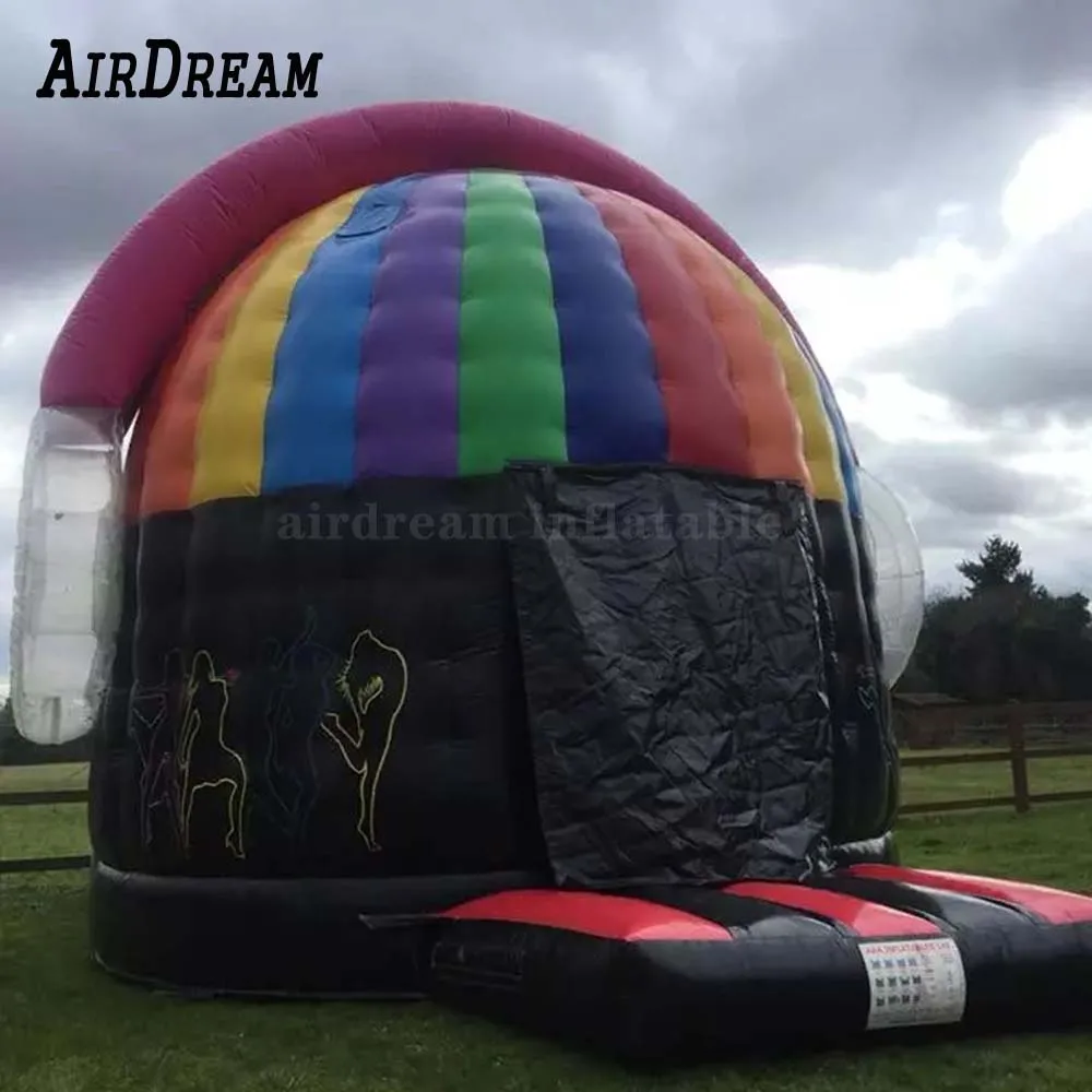 

High quality Party theme rainbow colorful inflatable disco dancing music dome bouncy castle jumping Bouncer