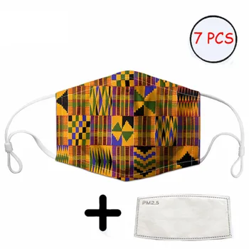 

THIKIN Bohemian Style Egyptian Totem Mouth Mask 7pcs Activated Carbon Filter Breathable Reusable Women/Men/Kids Protection Masks