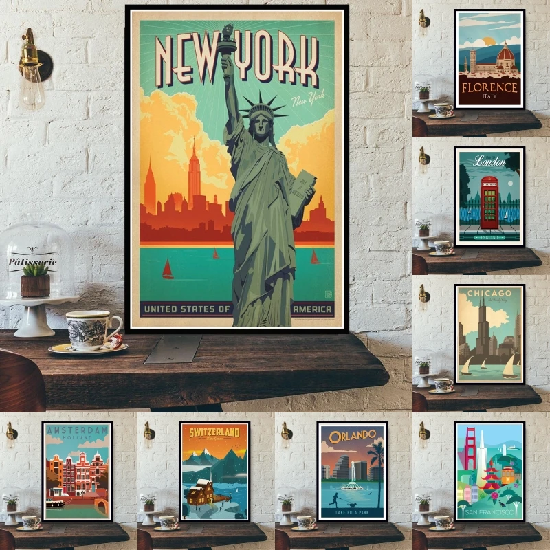 New Hot Tourism World Travel City Minimalist Travel Posters Vintage ...