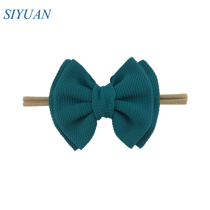 7-turquoise 15 шт./лот, эластичная нейлоновая повязка на голову с 5 дюймов, двойной слой, Seersucker, вафельный бант, сделай сам, модный головной убор для детей и мам, HDJ161 - Цвет: 7-turquoise