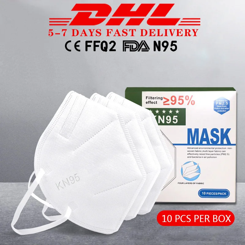 

10/20PCS KN95 Face Mask N95 Protective Mouth Mask FFP2 Respirator Antivirus Dust Masks PM2.5 95% Filter Anti Virus Infection Flu