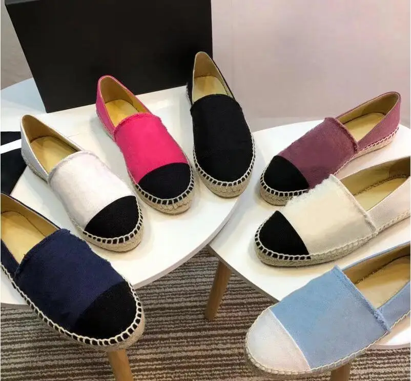 

Famous Brand Luxury Women Flattie Shoes Top Quality Thick Sole Canvas Lady Shoes Comfortable 23 Color Matching Fisherman Shoes