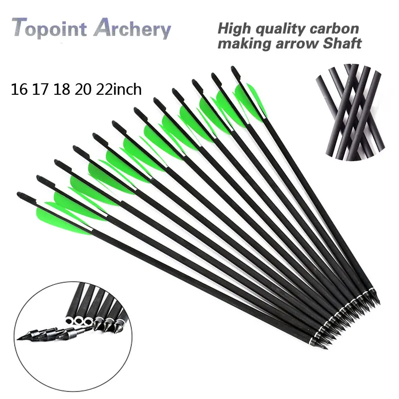 Arcos para Caça Tiro com Arco 22-polegadas de Caça 8.8mm com Verde 18 20 Besta Parafuso Mix Setas Carbono od Branco Pena 12 Pçs 16 - 17 2 od 8.8mm com verde branco pena arcos para caça tiro com arco