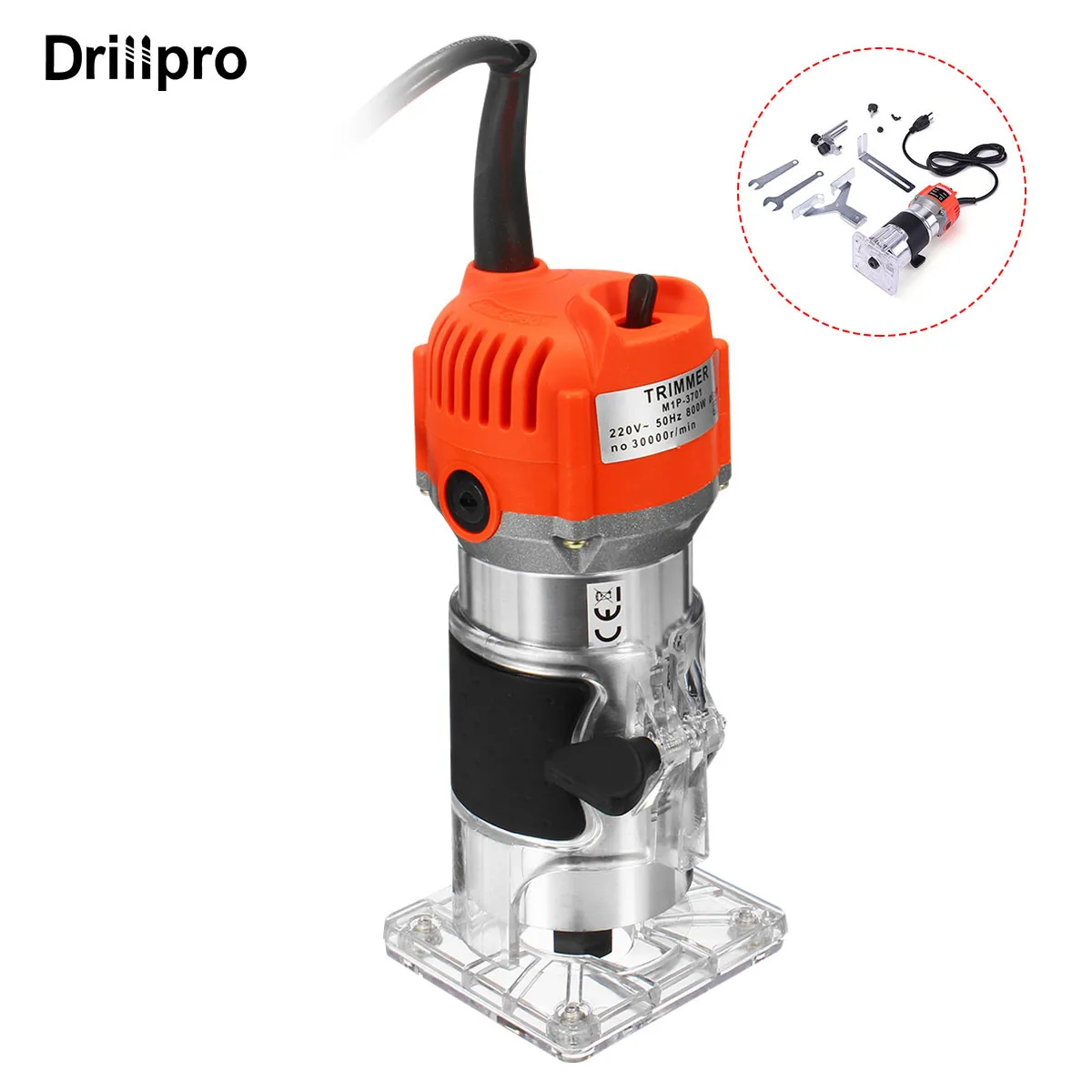

220V 800w Woodworking Electric Trimmer 30000r/min Slotting Trimming Machine Trimmer Milling Engraving Power Tools DIY