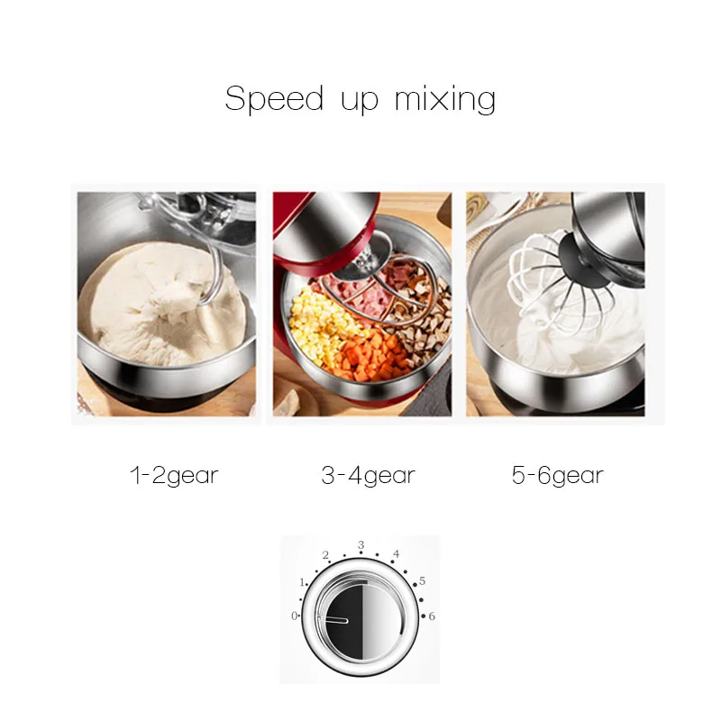 SUSWEETLIFE 3.5L6speedStainless Steel BowlPlanetary Stand MIXERCream Egg Whisk Blender Cake Dough Bread Maker Machine