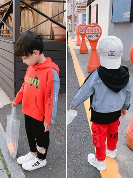 

Boys Hooded Sweatshirts chun qiu kuan Children, Spring 2020) New Tops Baby Loose Long-Sleeved Spring Chichi-Music of the Tide