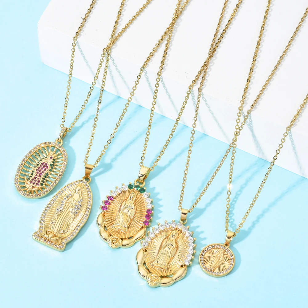 ZMZY Stainless Steel Charm Virgin Mary Pendant Necklaces for Women Men Christian Religious Jewelry Cross Trendy Chain Jewelry - Image 5