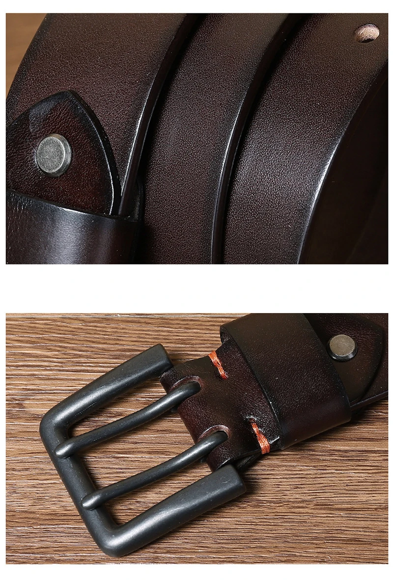 4.3cm Widen Thicken  Male Cowskin Genuine Leather Belt Vintage Jeans Belt Strap Double Pin Buckle Designer Belts For Men