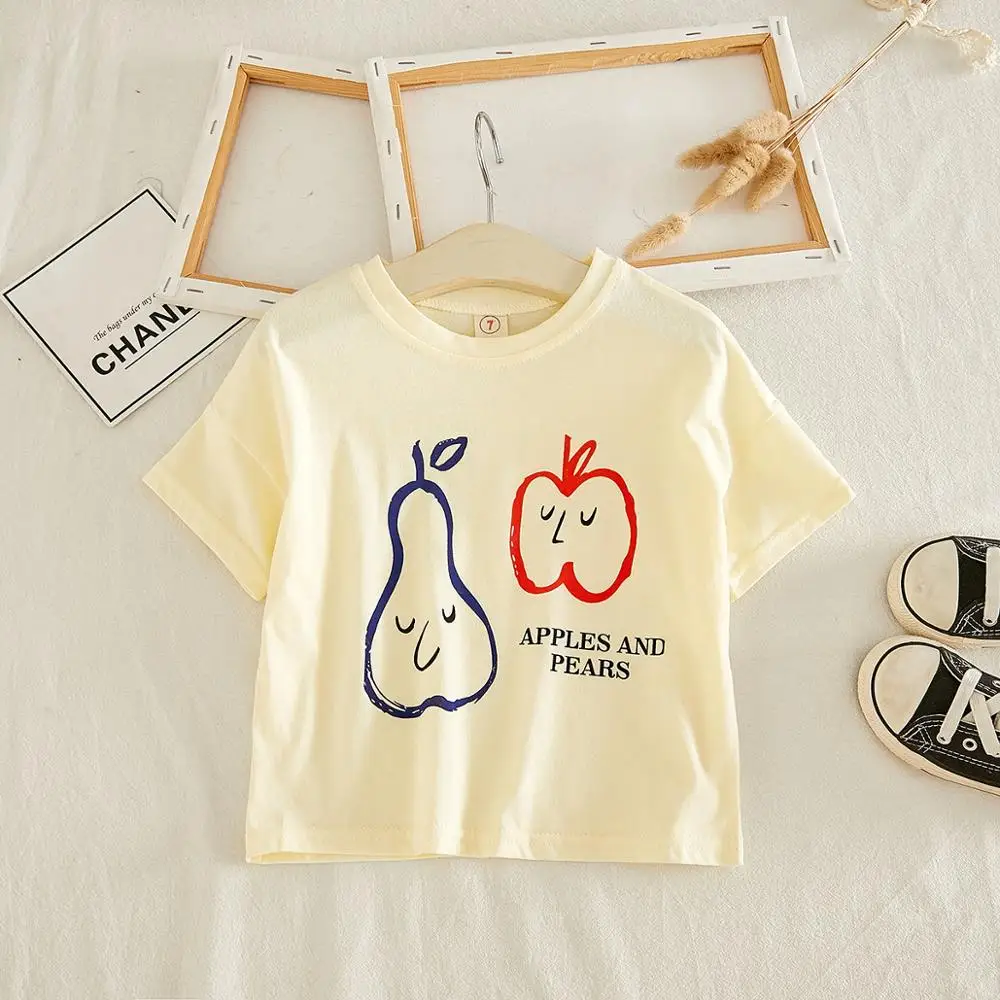 

T-shirt Parent-Child Cartoon Printed Pattern Pure Plain T-shirt Lovely Leisure Basic T-shirt Summer Interesting Shirt Parent-Chi