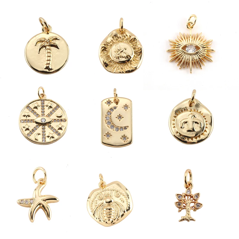 Charm Charms for Jewelry Making Supplies Gold Dust Moon Star Tree Eye Diy Earring Neckalce Metal Copper CZ Zircon Accessories Charm Charms for Jewelry Making Supplies Gold Dust Moon Star Tree Eye Diy Earring Neckalce Metal Copper CZ Zircon Accessories