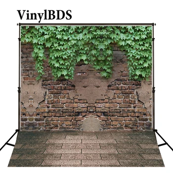 

VinylBDS Green Brick Wall Backdrop Spring Photography Backdrops Outdoor Wedding Background Customize Seamless Photo For Studio