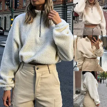 

Warm Winter Women Lamb Sweatshirts Turtleneck Sweatshirt Women Pullover Thick Knitted Top Soft Elasticity