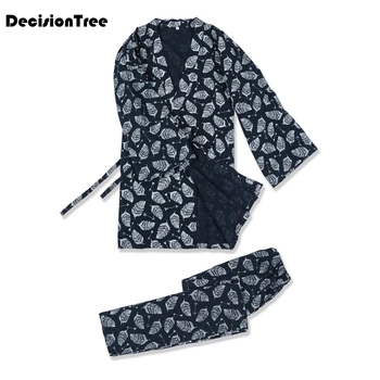 

2020 men's kimono pajamas sets men sleep nightly geometric patterns homewear sleepwear Home Kimono Set Men and Women